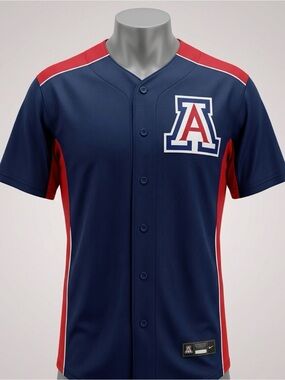 Arizona Wildcats Baseball Jersey Men’s Medium Blue Red Button Front NWT NCAA